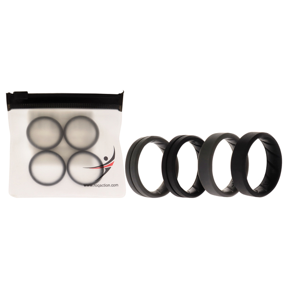 Silicone Wedding BR Middle Line Ring Set - Basic-Black-Grey by ROQ - Picture 1 of 2